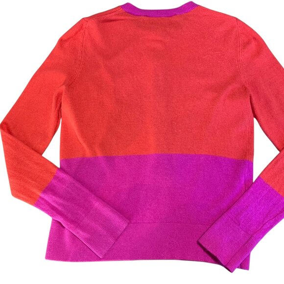 Ann Taylor LOFT Hot Pink & Red/Orange Color-block Cardigan Womens Size Small - Picture 7 of 11